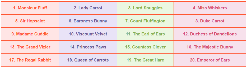 funny names for rabbits