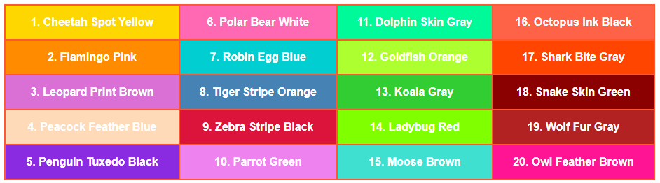 Animal-Inspired Color Names